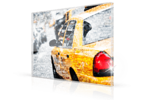 Fotomosaik Taxi auf Acrylglas gedruckt