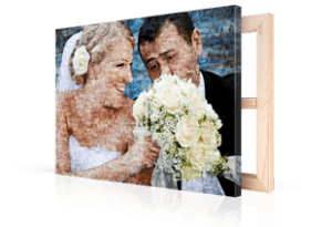 Fotomosaik Hochzeitspaar auf Leinwand gedruckt