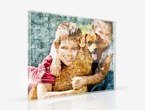 Mosaikbild als Foto hinter Acrylglas