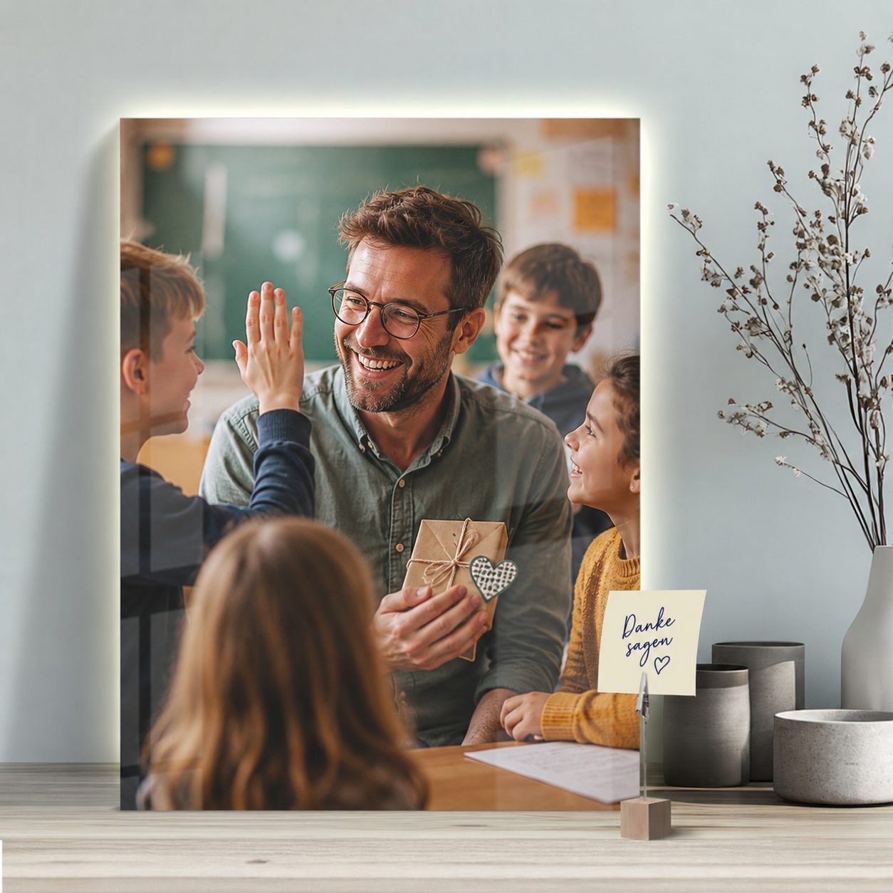 Acrylglasfoto als Danke-Geschenk für Lehrer zum Abschied