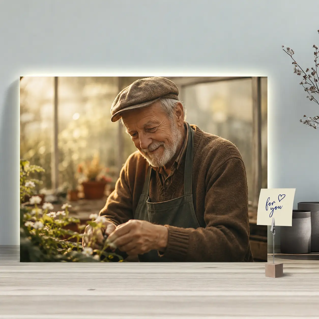 Familienfoto auf Leinwand als warmes Erinnerungsbild für Zuhause
